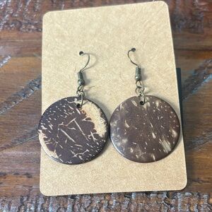 Round Brown Dangle Earrings